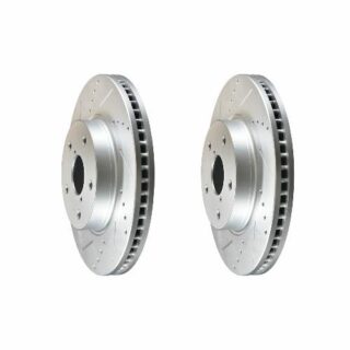 Front Cross Drilled Slotted Coated Performance Brake Rotor Set of 2