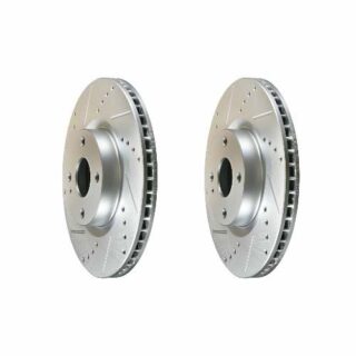 Front Cross Drilled Slotted Coated Performance Brake Rotor Set of 2