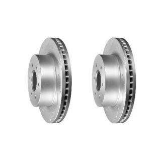 Front Cross Drilled Slotted Coated Performance Brake Rotor Set of 2
