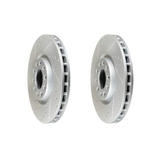 Front Cross Drilled Slotted Coated Performance Brake Rotor Set of 2