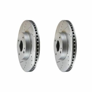 Front Cross Drilled Slotted Coated Performance Brake Rotor Set of 2