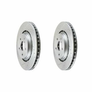 Front Cross Drilled Slotted Coated Performance Brake Rotor Set of 2