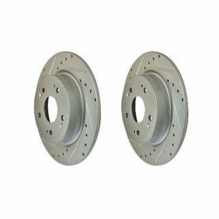Rear Cross Drilled Slotted Coated Performance Brake Rotor Set of 2
