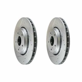 Front Cross Drilled Slotted Coated Performance Brake Rotor Set of 2