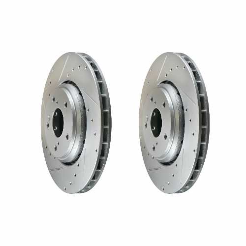 Front Cross Drilled Slotted Coated Performance Brake Rotor Set of 2