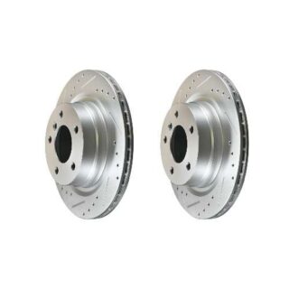 Rear Cross Drilled Slotted Coated Performance Brake Rotor Set of 2