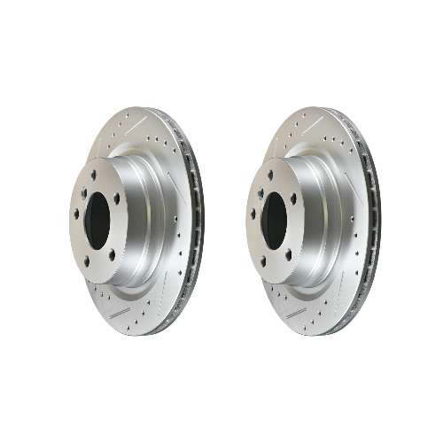 Rear Cross Drilled Slotted Coated Performance Brake Rotor Set of 2