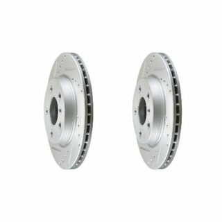 Front Cross Drilled Slotted Coated Performance Brake Rotor Set of 2