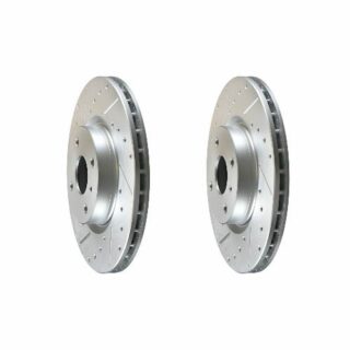 Front Cross Drilled Slotted Coated Performance Brake Rotor Set of 2