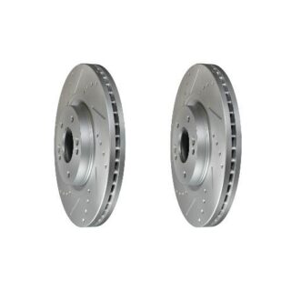Front Cross Drilled Slotted Coated Performance Brake Rotor Set of 2