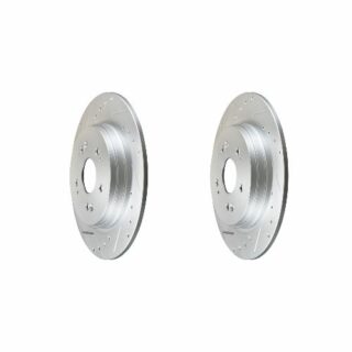 Rear Cross Drilled Slotted Coated Performance Brake Rotor Set of 2