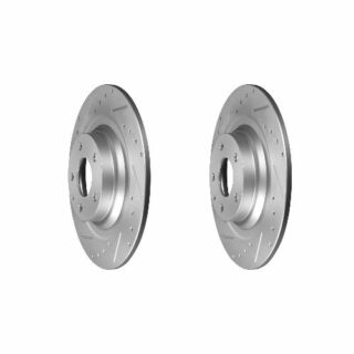Rear Cross Drilled Slotted Coated Performance Brake Rotor Set of 2