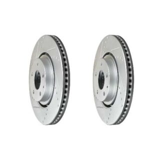 Front Cross Drilled Slotted Coated Performance Brake Rotor Set of 2