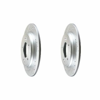 Rear Cross Drilled Slotted Coated Performance Brake Rotor Set of 2