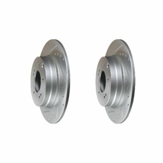 Rear Cross Drilled Slotted Coated Performance Brake Rotor Set of 2