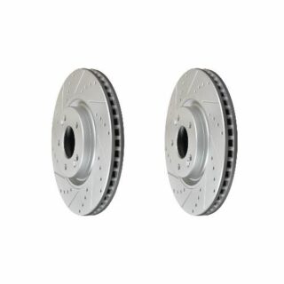 Front Cross Drilled Slotted Coated Performance Brake Rotor Set of 2