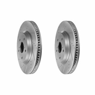 Front Cross Drilled Slotted Coated Performance Brake Rotor Set of 2