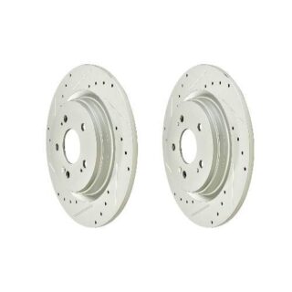 Rear Cross Drilled Slotted Coated Performance Brake Rotor Set of 2