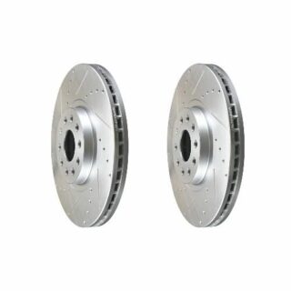 Front Cross Drilled Slotted Coated Performance Brake Rotor Set of 2