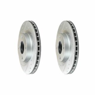 Front Cross Drilled Slotted Coated Performance Brake Rotor Set of 2