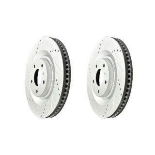 Front Cross Drilled Slotted Coated Performance Brake Rotor Set of 2