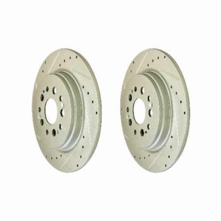 Rear Cross Drilled Slotted Coated Performance Brake Rotor Set of 2