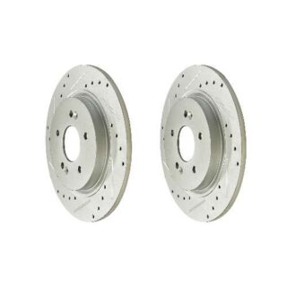 Rear Cross Drilled Slotted Coated Performance Brake Rotor Set of 2