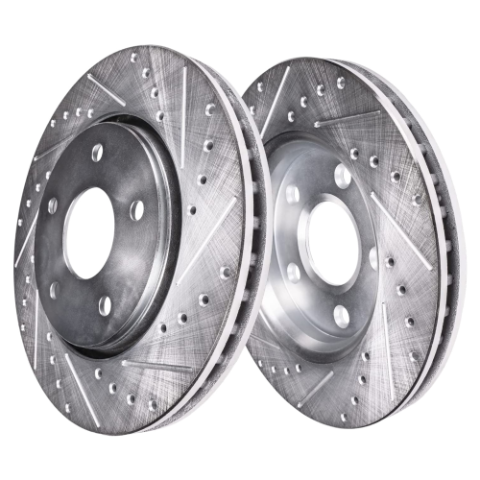 Front Cross Drilled Slotted Coated Performance Brake Rotor Set of 2