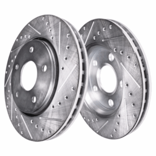 Front Cross Drilled Slotted Coated Performance Brake Rotor Set of 2