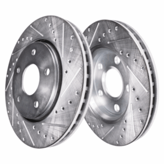 Front Cross Drilled Slotted Coated Performance Brake Rotor Set of 2