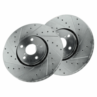 Front Cross Drilled Slotted Coated Performance Brake Rotor Set of 2