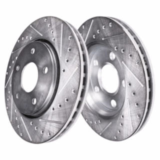 Front Cross Drilled Slotted Coated Performance Brake Rotor Set of 2