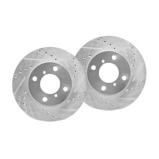 Front Cross Drilled Slotted Coated Performance Brake Rotor Set of 2